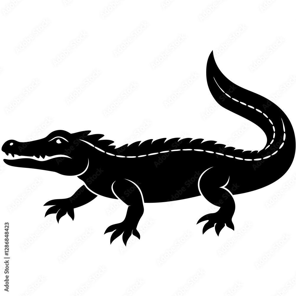 Classic Crocodile Silhouette Vector Perfect for Logos & Designs. Classic Crocodile Silhouette Vector Perfect for Logos & Designs.