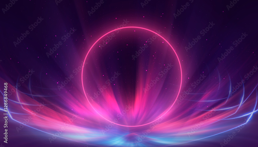 Obraz premium Abstract Neon Color circle Future Background.