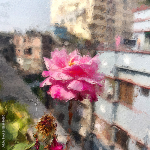 grunge background with flowers digital art