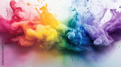 Vibrant color explosion abstract art digital artwork creative studio close-up view artistic expression