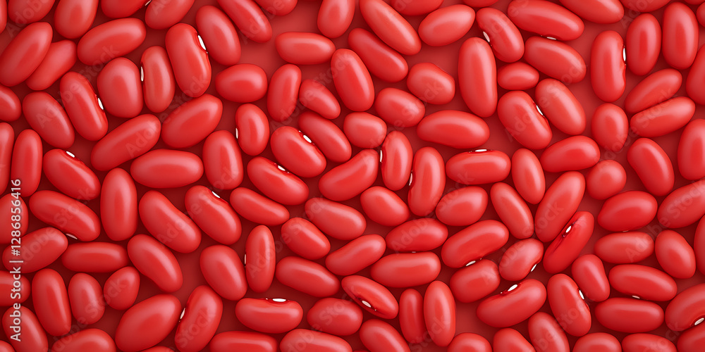 Pile of red beans on a flat surface. The beans have uniform texture and color, creating a visually appealing and organic background. Pile of red beans on a flat surface. The beans have uniform texture and color, creating a visually appealing and organic background.