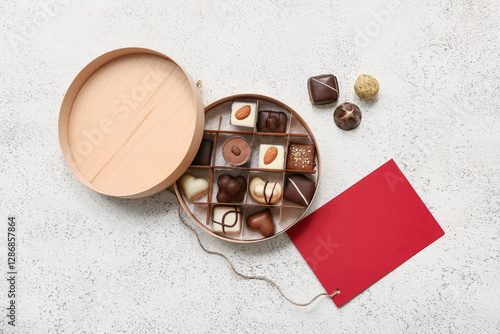 Box with candies and blank ...