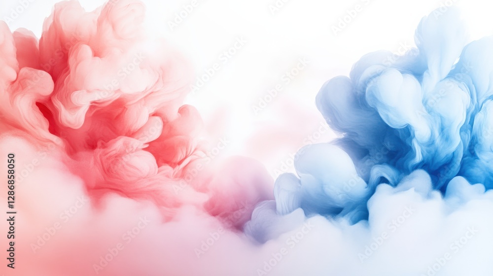 Fototapeta premium Dynamic swirls of red and blue smoke abstract art composition studio environment artistic viewpoint visual concept for modern design