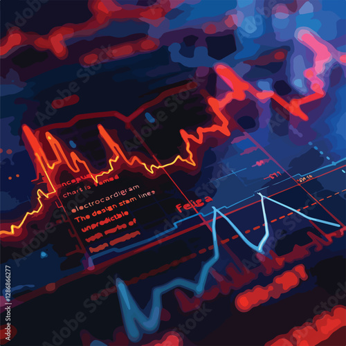 Abstract image of fluctuating red and blue lines that convey market volatility.