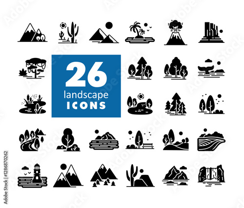Nature Landscape vector icons on a white background