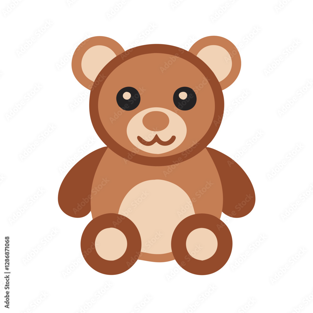 Fototapeta premium Cartoon teddy bear sitting on white background