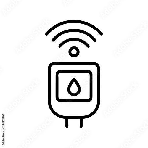 Water meter with wireless signal on white background