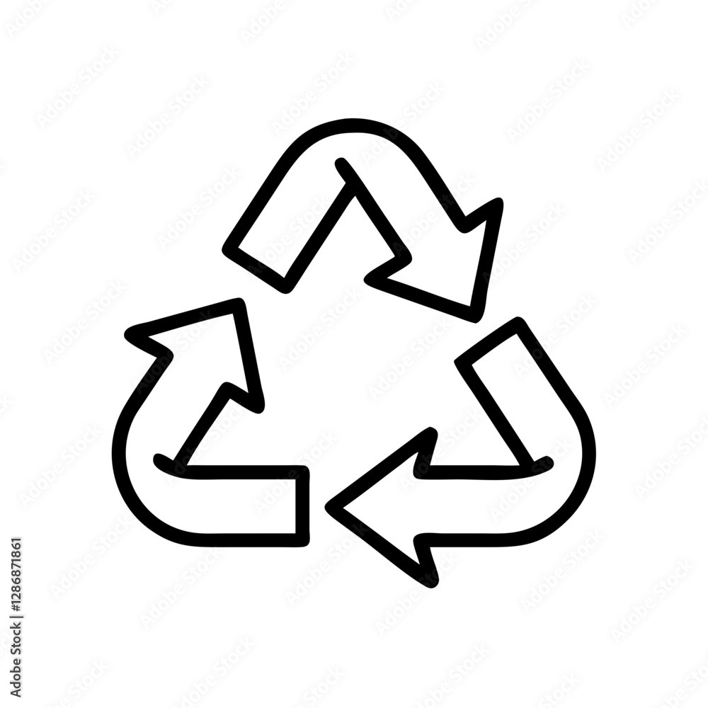 Recycling symbol with arrows on white background Recycling symbol with arrows on white background