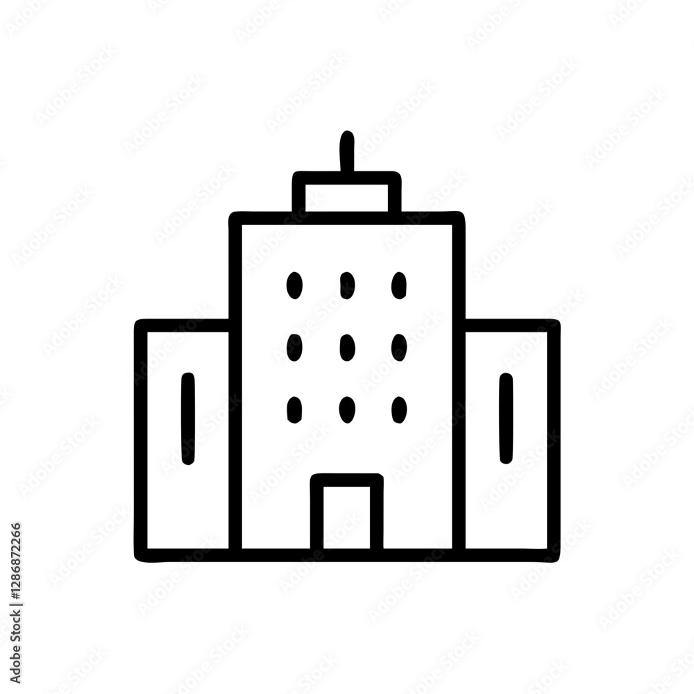 Building icon in minimalist style on white background Building icon in minimalist style on white background