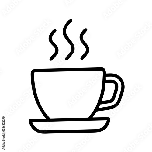 Coffee cup with steam on white background