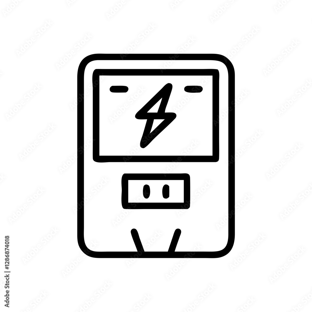 Electric meter with lightning symbol on white background Electric meter with lightning symbol on white background