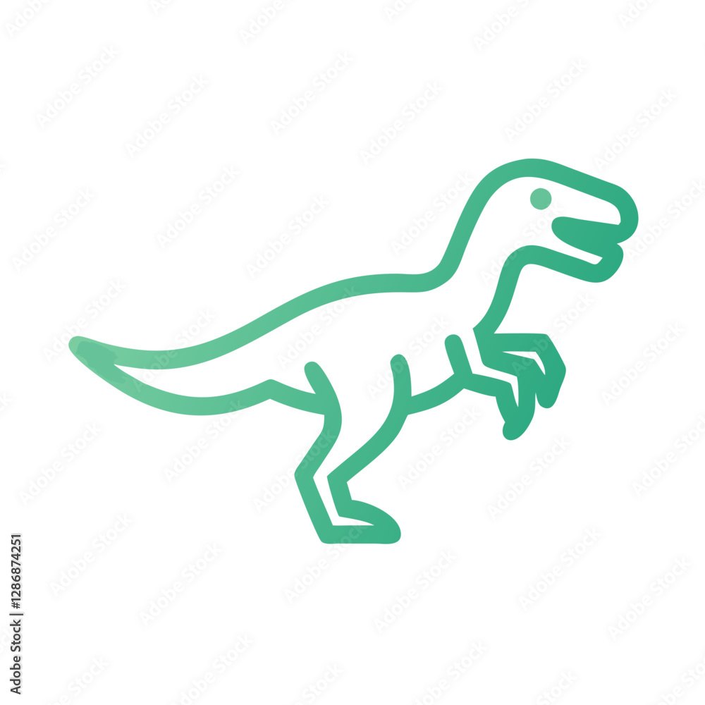 Fototapeta premium Outline dinosaur illustration in green color