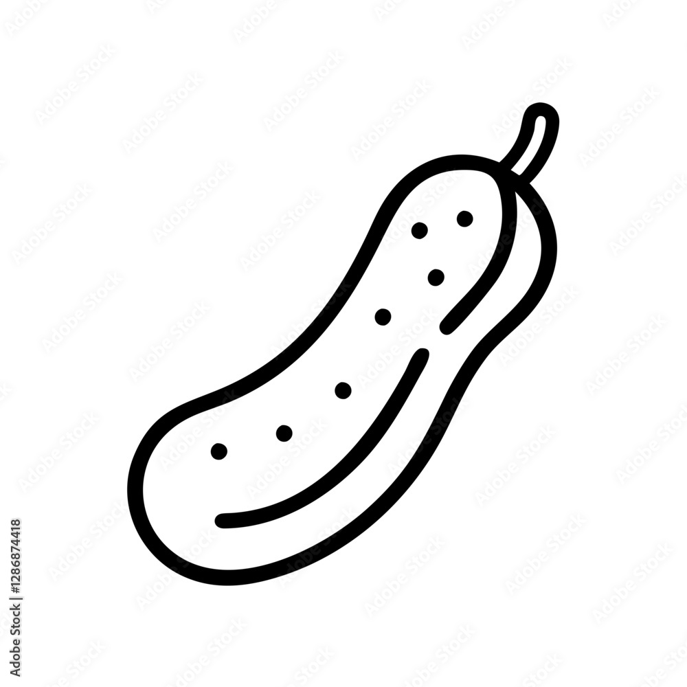 Cucumber illustration in minimalistic line art style Cucumber illustration in minimalistic line art style