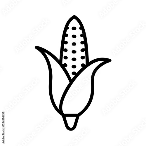 Corn cob illustration with simple black lines