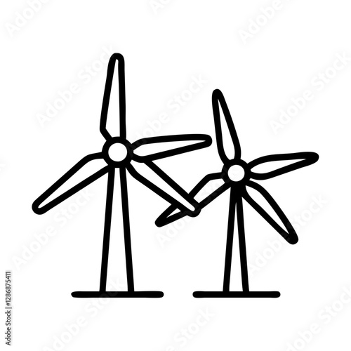 Wind turbines generating renewable energy in a simple style