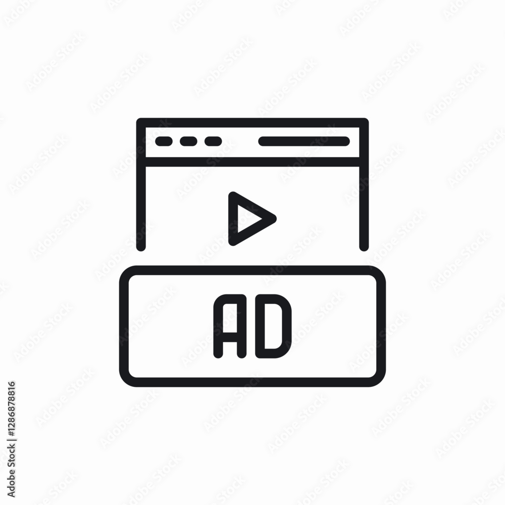 video advertisement icon sign vector video advertisement icon sign vector