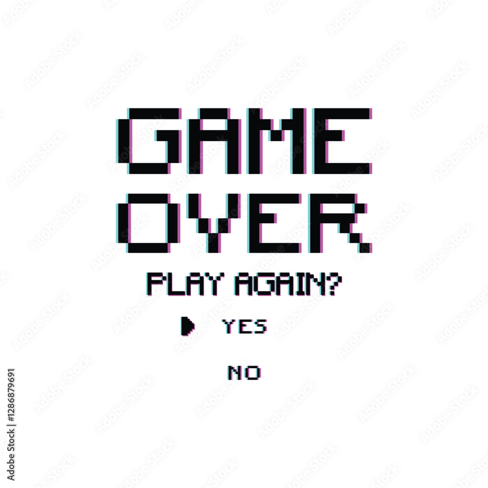 Pixel Art Game Over Background Vector Design. Pixel Art Game Over Background Vector Design.