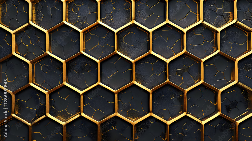 Golden Hexagonal Repeat Pattern Reflecting the Intricate Strength of a Honeycomb Structure Golden Hexagonal Repeat Pattern Reflecting the Intricate Strength of a Honeycomb Structure