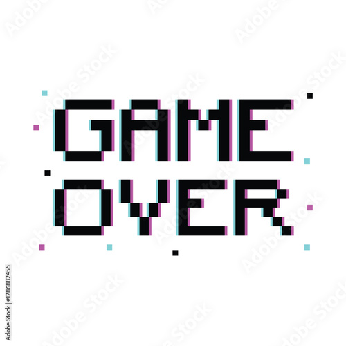 Pixel Art Game Over Vector Design.