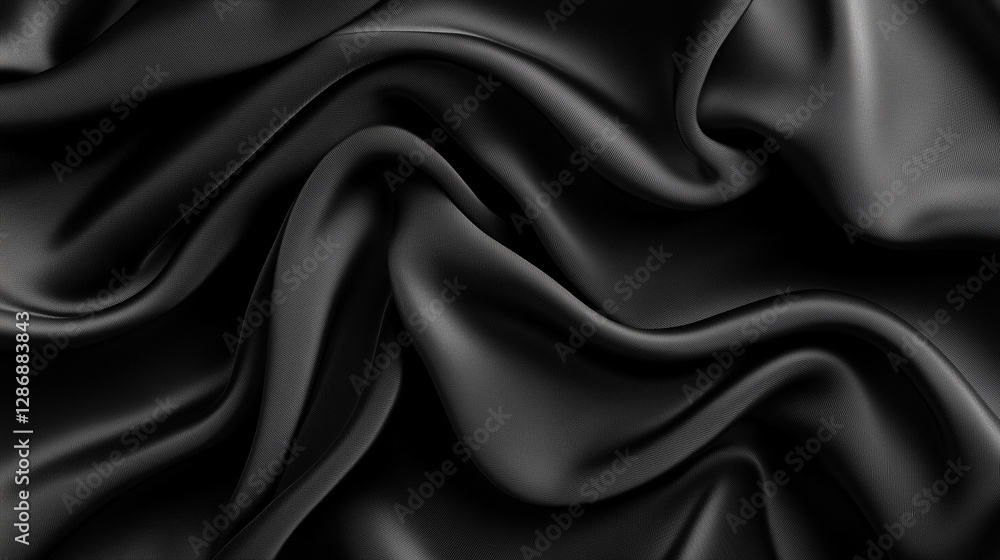 Fototapeta premium black fabric silk folds texture background