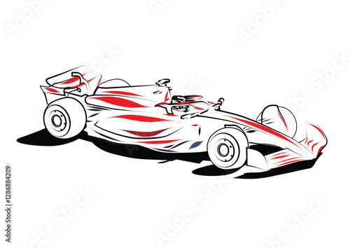 Formula race car linear illustration. Sports car collection for design of fliers, brochures and banners.