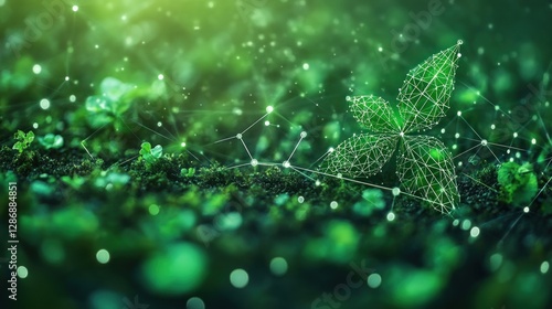 Green Leaf Network Growing In Lush Foliage