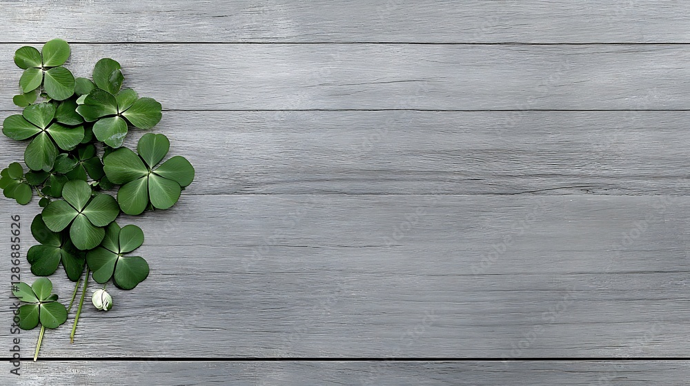 Lush Green Clover on Rustic Wood Background AI Generated Lush Green Clover on Rustic Wood Background AI Generated