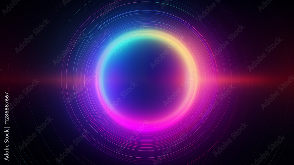 Dark Smooth Gradient Abstract Background with Glowing Colorful Sphere Frame. Copy Paste Area for Logo or Product. Dark Smooth Gradient Abstract Background with Glowing Colorful Sphere Frame. Copy Paste Area for Logo or Product.