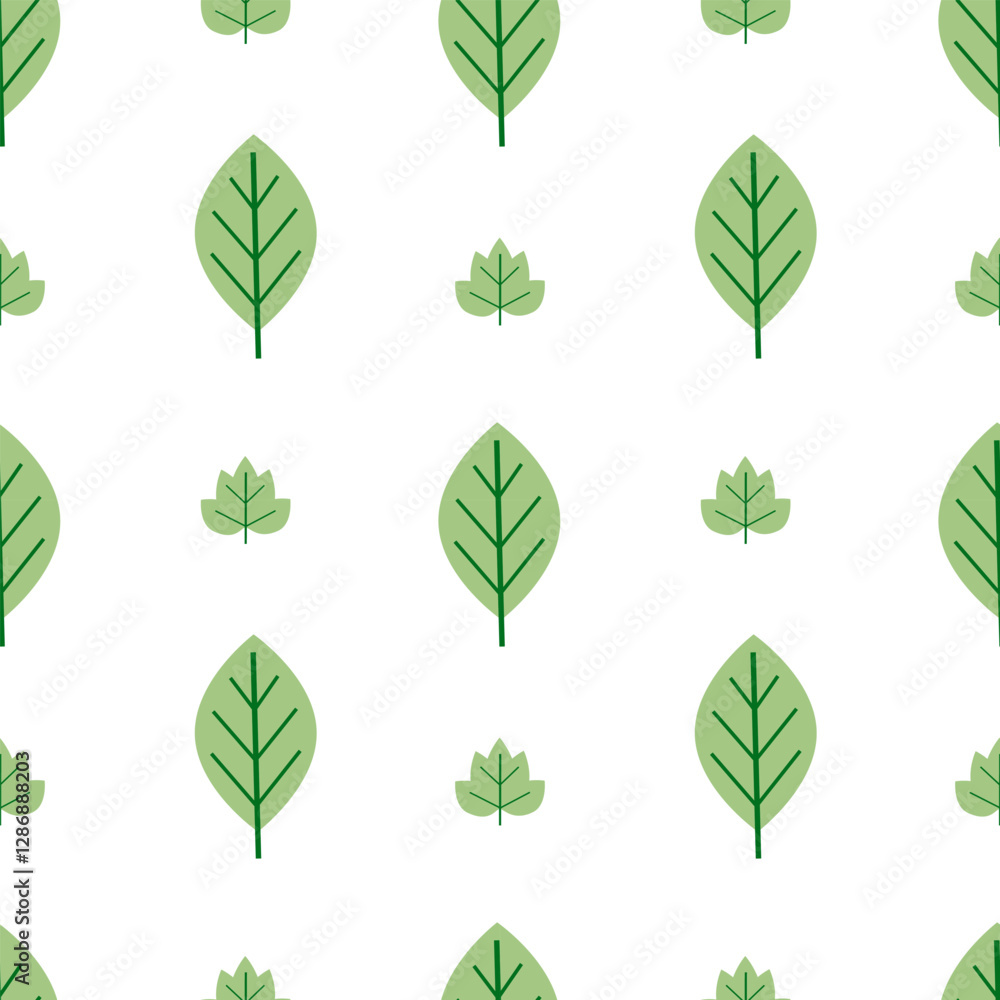Seamless pattern with green leaves on white background Seamless pattern with green leaves on white background