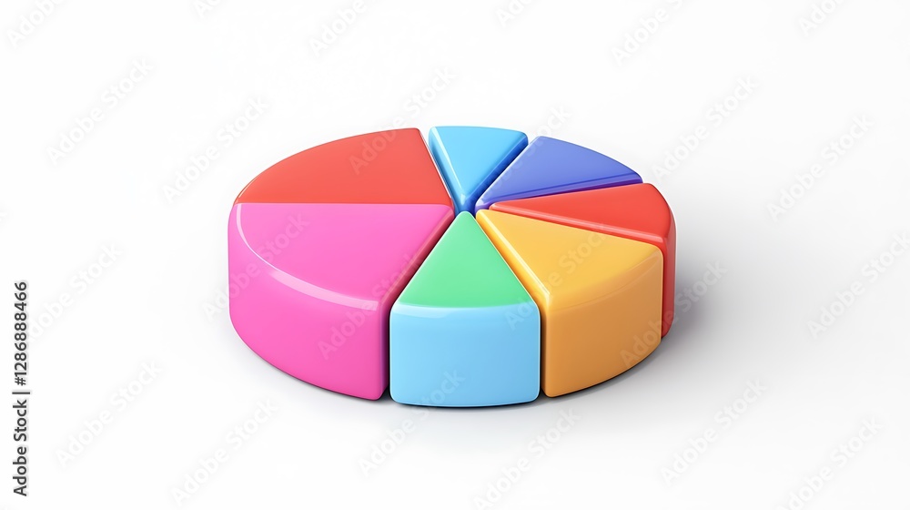 Obraz premium Colorful 3D Rendered Pie Chart on White Background AI Generated