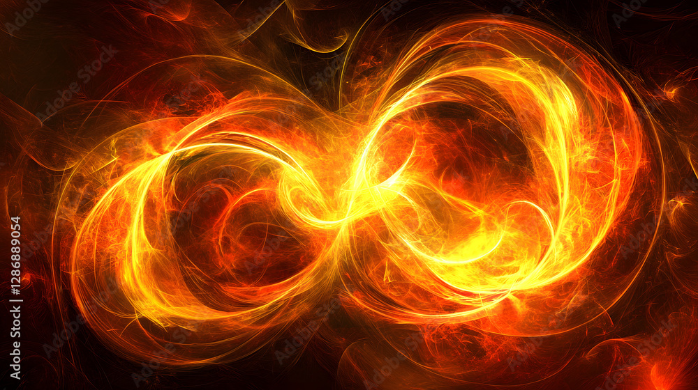 Fototapeta premium Abstract fire swirl design with black background showcasing dynamic movement and vivid colors