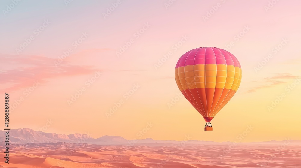 A colorful hot air balloon floats above serene landscapes during a beautiful sunset, creating a picturesque and tranquil scene. A colorful hot air balloon floats above serene landscapes during a beautiful sunset, creating a picturesque and tranquil scene.
