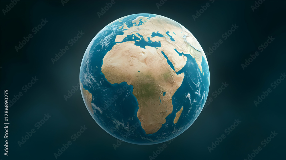 Fototapeta premium Earth globe, continents, space, dark background, environmental awareness