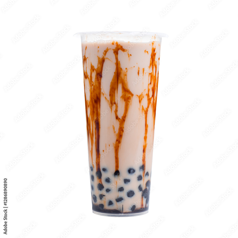 custom made wallpaper toronto digitalTaiwan brown sugar fresh milk bubble tea glass on white background