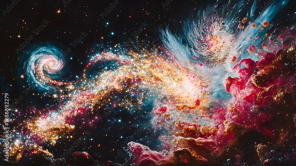 Colorful nebula with numerous stars in deep space abstract rendering of celestial phenomena Colorful nebula with numerous stars in deep space abstract rendering of celestial phenomena