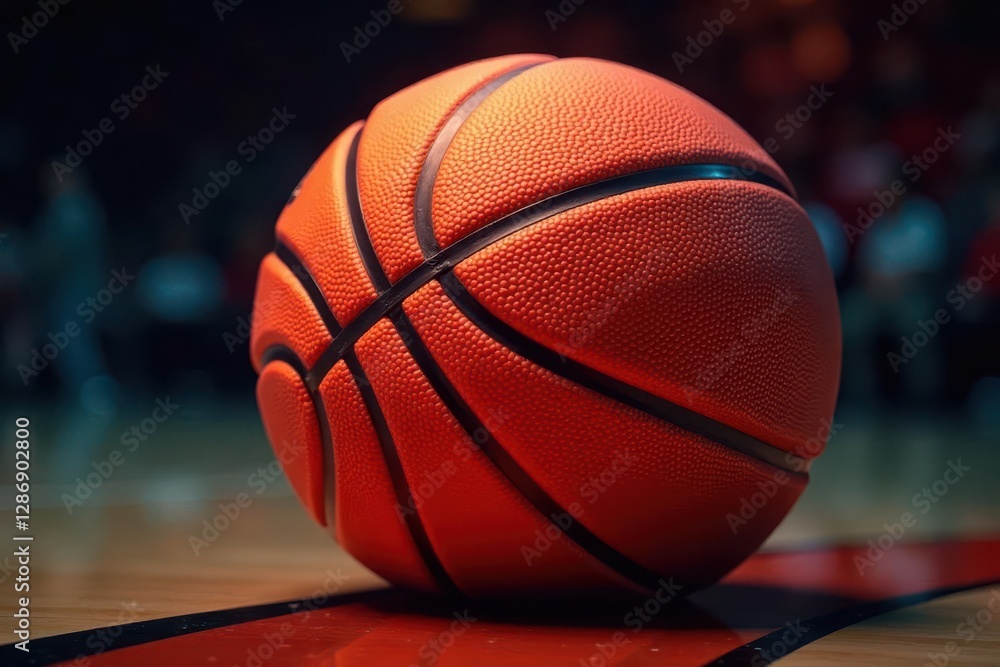 Obraz premium Close-up of basketball, texture details visible, sports equipment, object, basketball