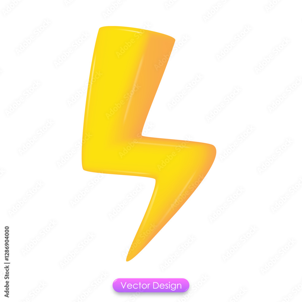 3D lightning icon isolated on white background. Realistic thunder, symbol of energy, danger and power. 3D Lightning Sign design for mobile app, web page template. 3D vector illustration. 3D lightning icon isolated on white background. Realistic thunder, symbol of energy, danger and power. 3D Lightning Sign design for mobile app, web page template. 3D vector illustration.