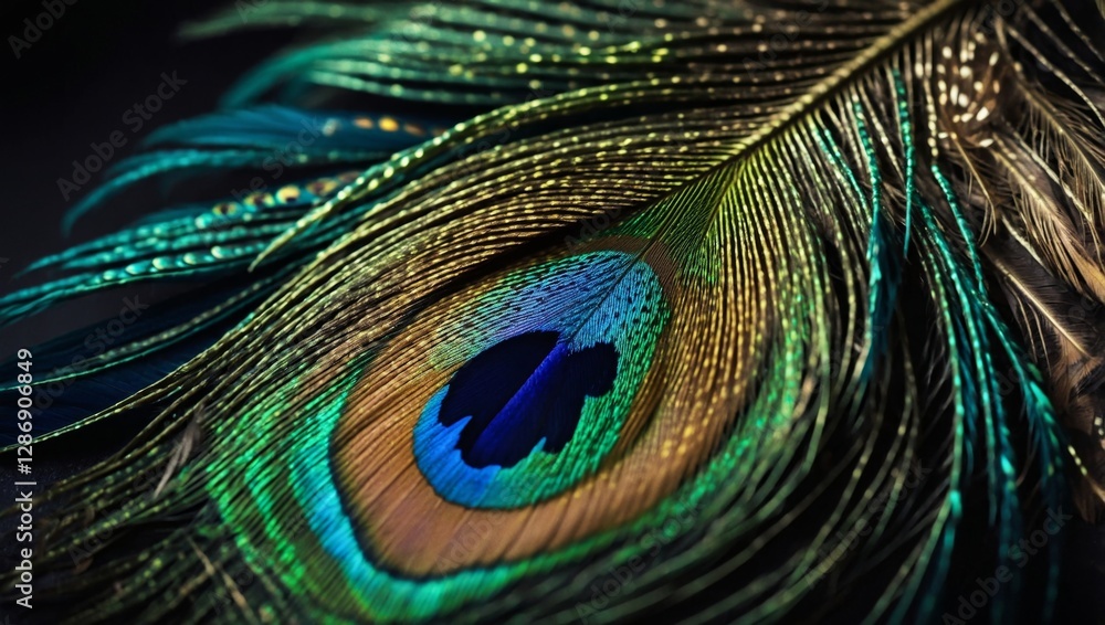 Obraz premium Beautiful peacock feather macro shot