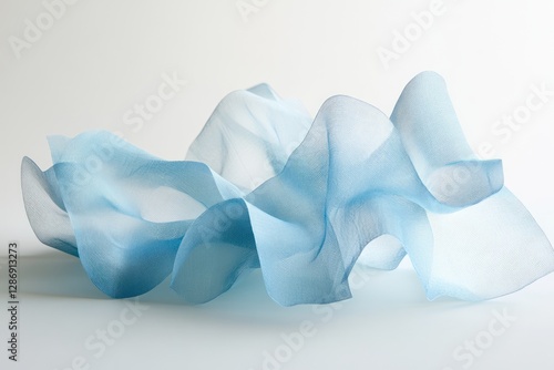 Blue Fabric Draped in Soft Waves Abstract Design