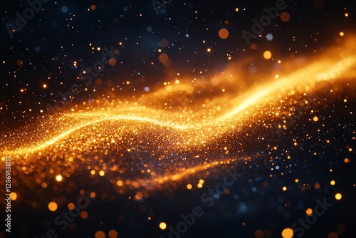 Golden Glitter Wave Abstract Background Design