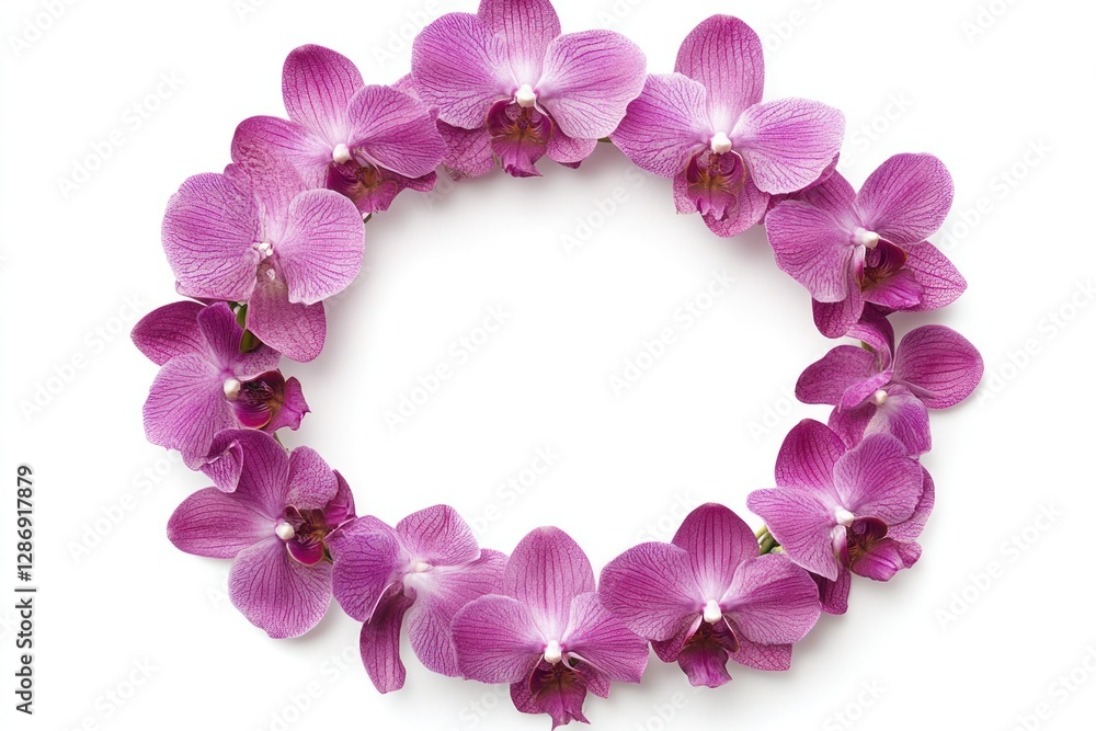 Purple Orchid Flowers Arranged in a Circular Frame Purple Orchid Flowers Arranged in a Circular Frame