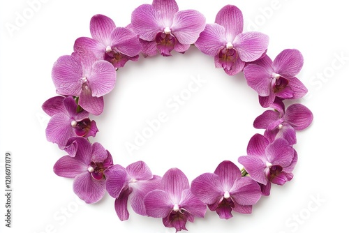 Purple Orchid Flowers Arranged in a Circular Frame