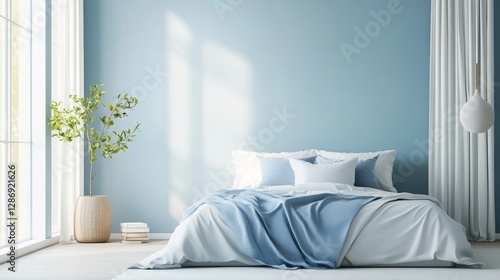 Wallpaper Mural Crisp sky blue linen fabric texture Torontodigital.ca