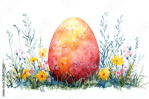 Watercolor Easter Egg. Illustration clipart isolated on white background.