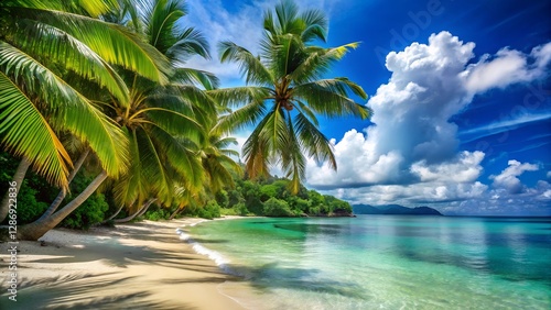 Fototapeta Naklejka Na Ścianę i Meble -  tropical beach with palm trees