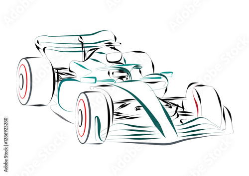 Formula race car linear illustration. Sports car collection for design of fliers, brochures and banners.