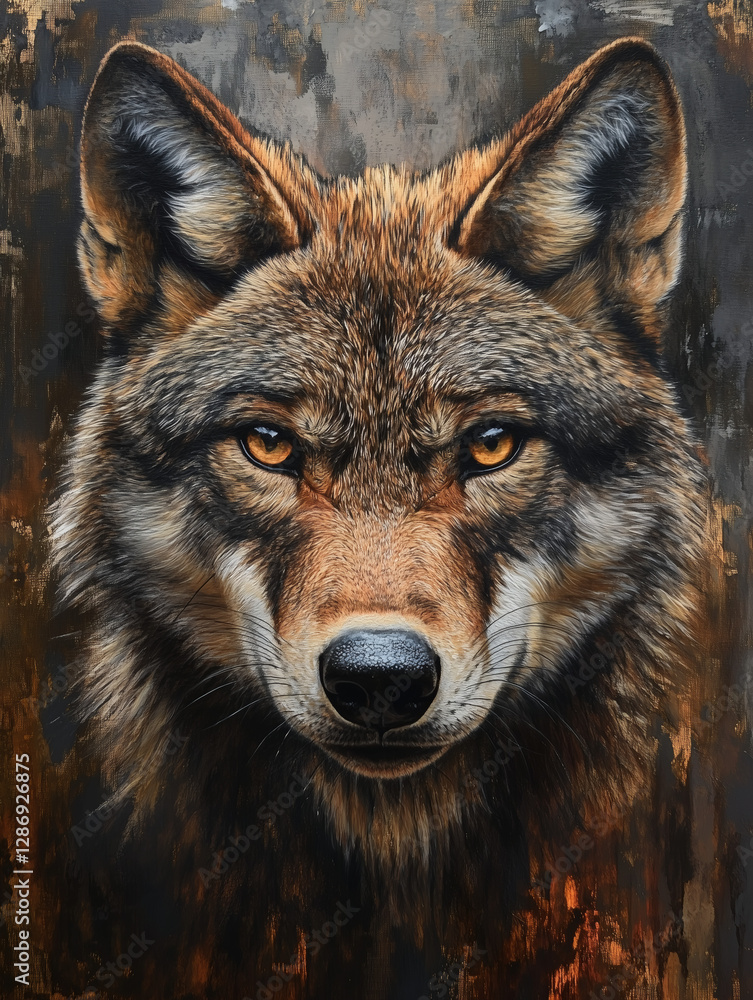 Fototapeta premium Primer plano de lobo con mirada intensa