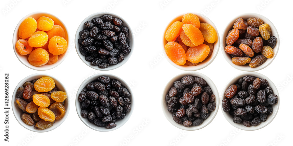 Assorted Olives and Dates in Bowls on Transparent Background Assorted Olives and Dates in Bowls on Transparent Background