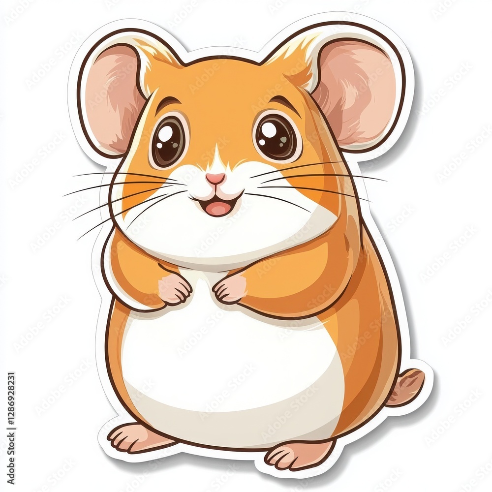 Adorable cartoon hamster with big eyes and a cheerful expression. Perfect for kids' products or designs. Adorable cartoon hamster with big eyes and a cheerful expression. Perfect for kids' products or designs.