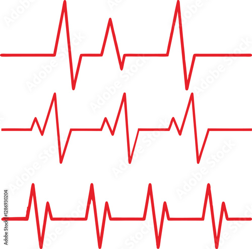 Red ECG heartbeat line medical and health monitoring symbol